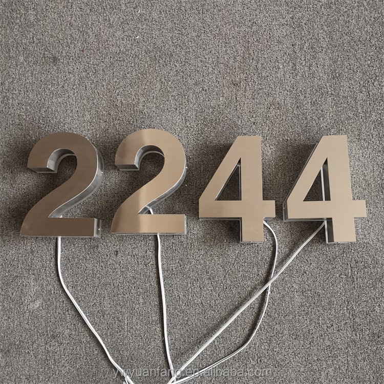 Modern Backlit Stainless Steel Luminous Numbers and Letters LED Light House Numbers